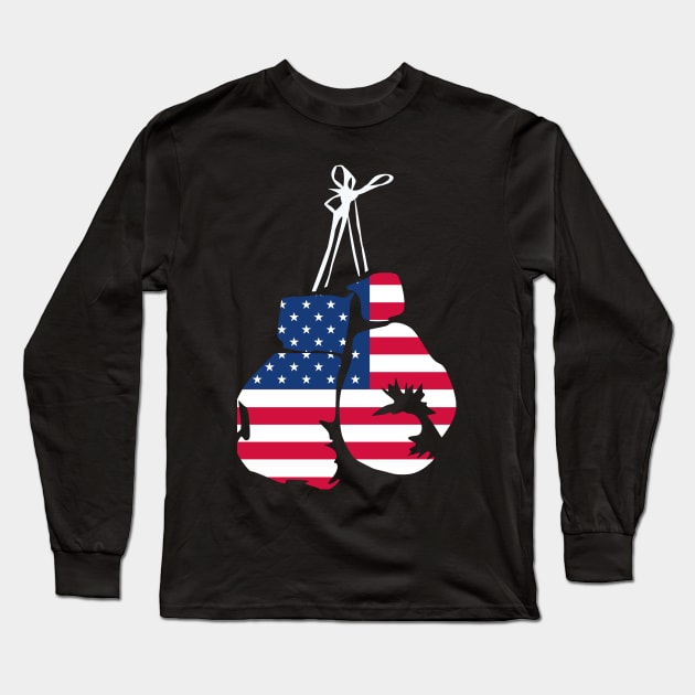 United States Flag Boxing Gloves for American Boxers Long Sleeve T-Shirt by Shirtttee